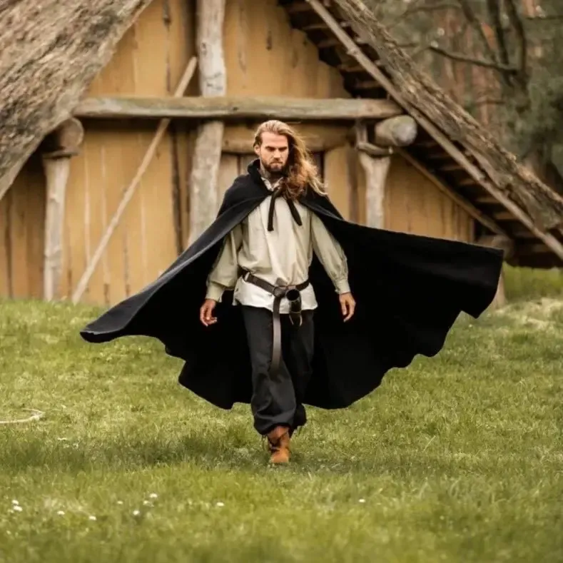 Long Hooded Viking Cloak | Wool Blend - Image 3