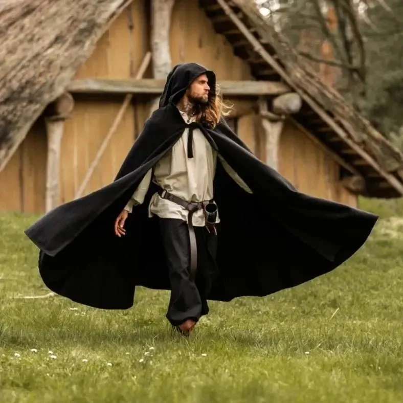 Long Hooded Viking Cloak | Wool Blend - Image 7