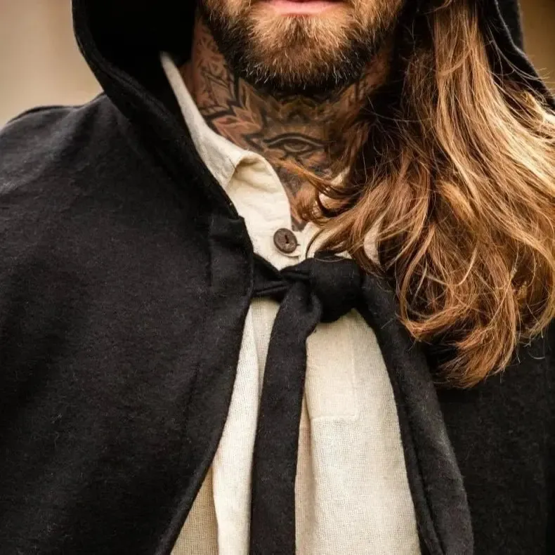 Long Hooded Viking Cloak | Wool Blend - Image 8
