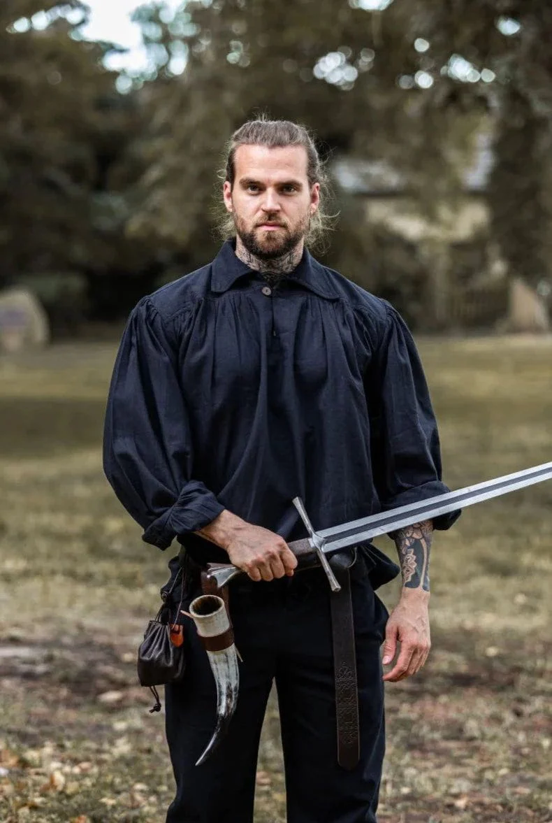 Loose Viking Shirt with Collar | V-Neck Design - Image 8