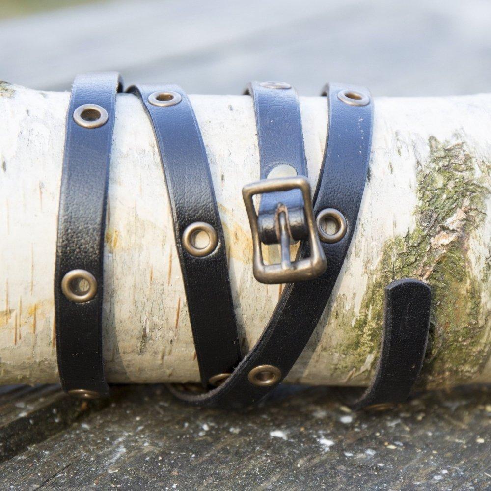 Leather Multi-Wrap Viking Bracelet | Buckle Closure | Brass Rivets - Image 3