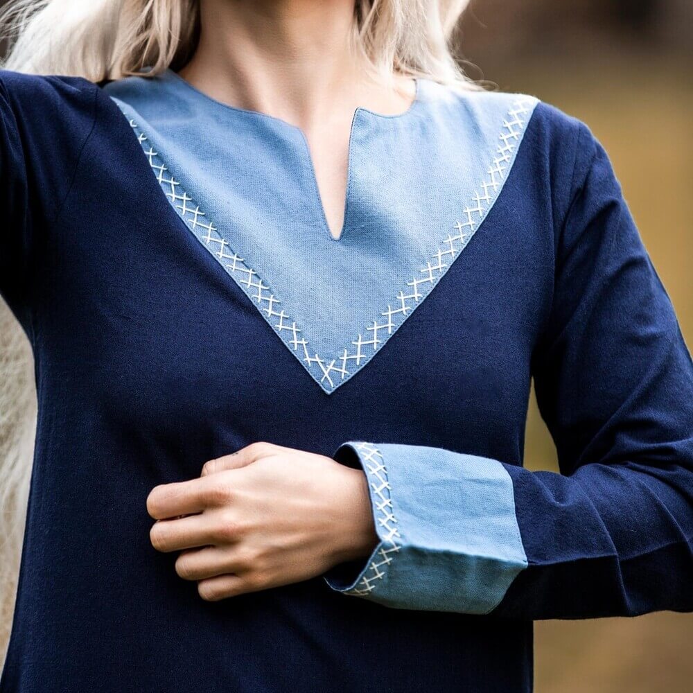 NEW Viking Dress - Dark Blue with LightBlue trim - Image 4
