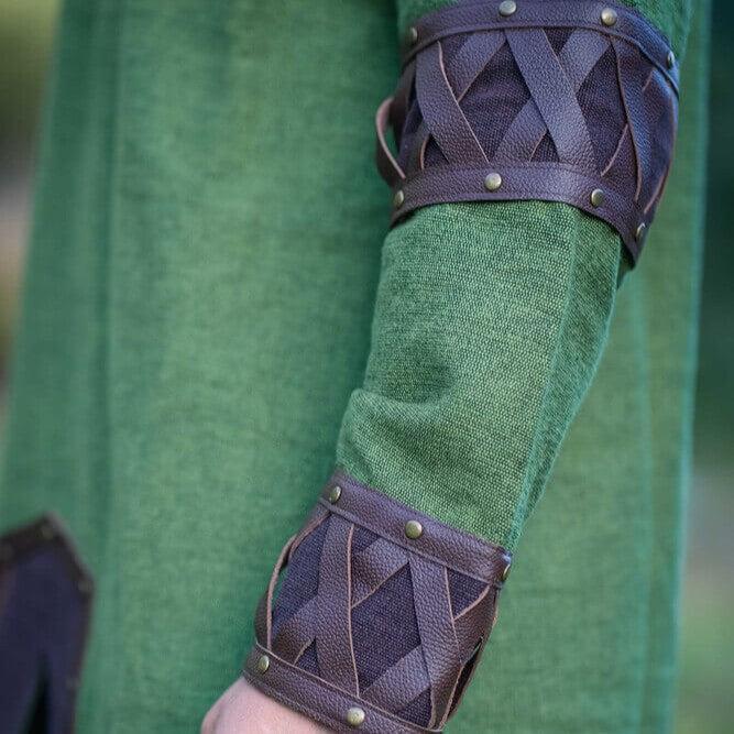 NEW Viking Tunic - Green with Ornate Leather Trim - Image 6