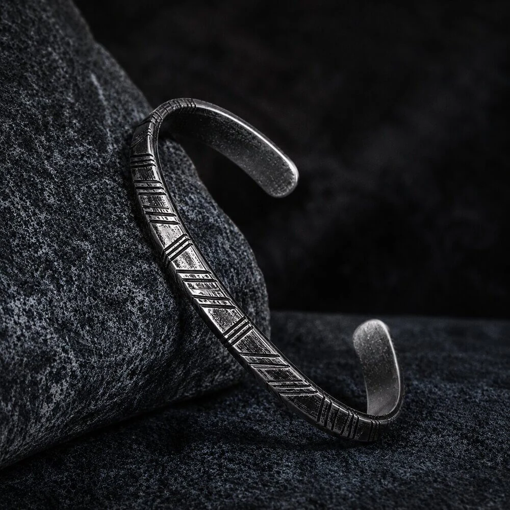 Nordic Tyr Arrow Cuff Bracelet | Engraved Open Band - Image 3