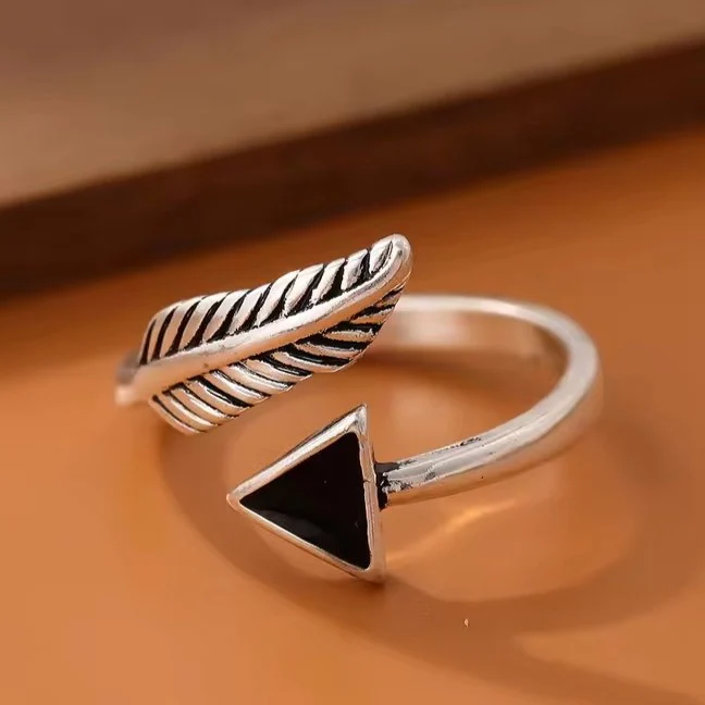 Nordic Tyr Feather Arrow Ring | Sterling Silver Open Band - Image 2