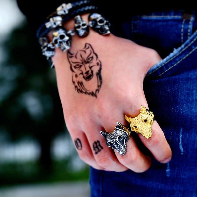 Nordic Wolf Head Stainless Steel Ring | Viking Style Jewelry - Image 3