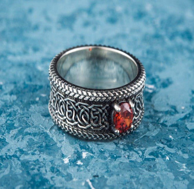 Sterling Silver Norse Ornament Ring | Handmade Jewelry - Image 3