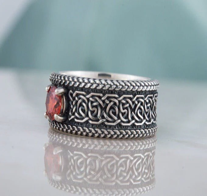 Sterling Silver Norse Ornament Ring | Handmade Jewelry - Image 4