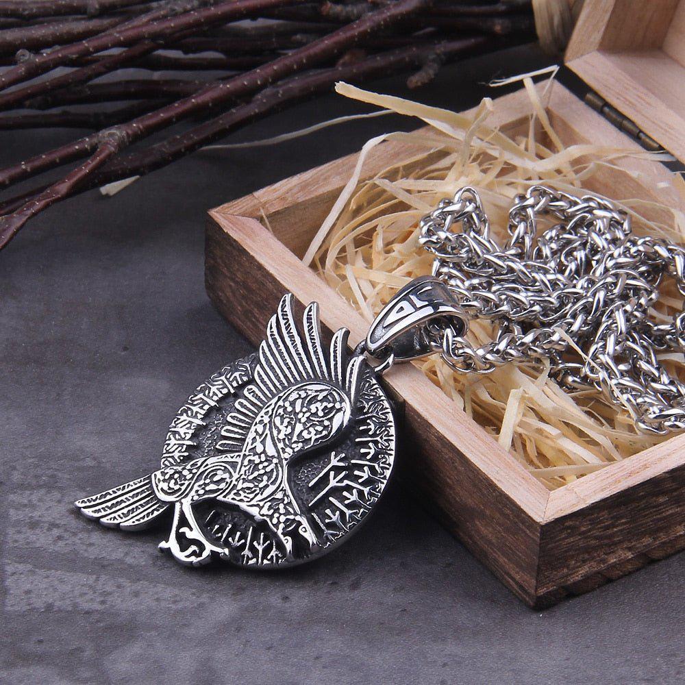 Norse Raven and Runes Seeker of Knowledge Talisman Necklace - Image 4