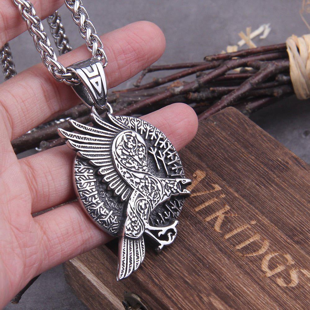 Norse Raven and Runes Seeker of Knowledge Talisman Necklace - Image 5