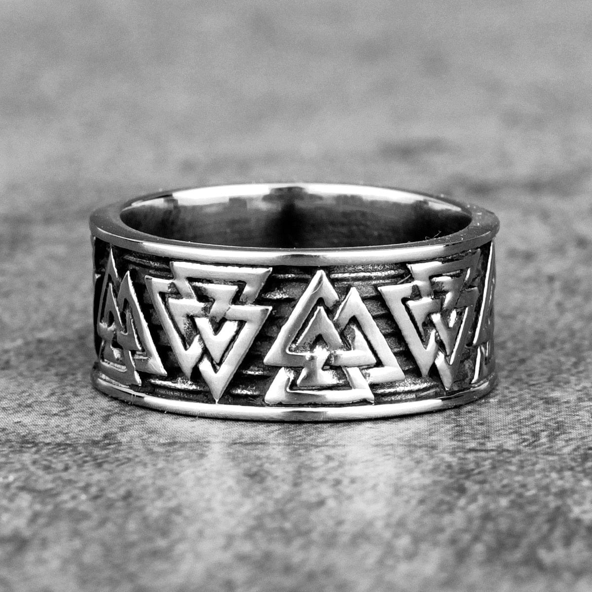 Odin's Valknut Steel Men's Viking Ring - Image 2
