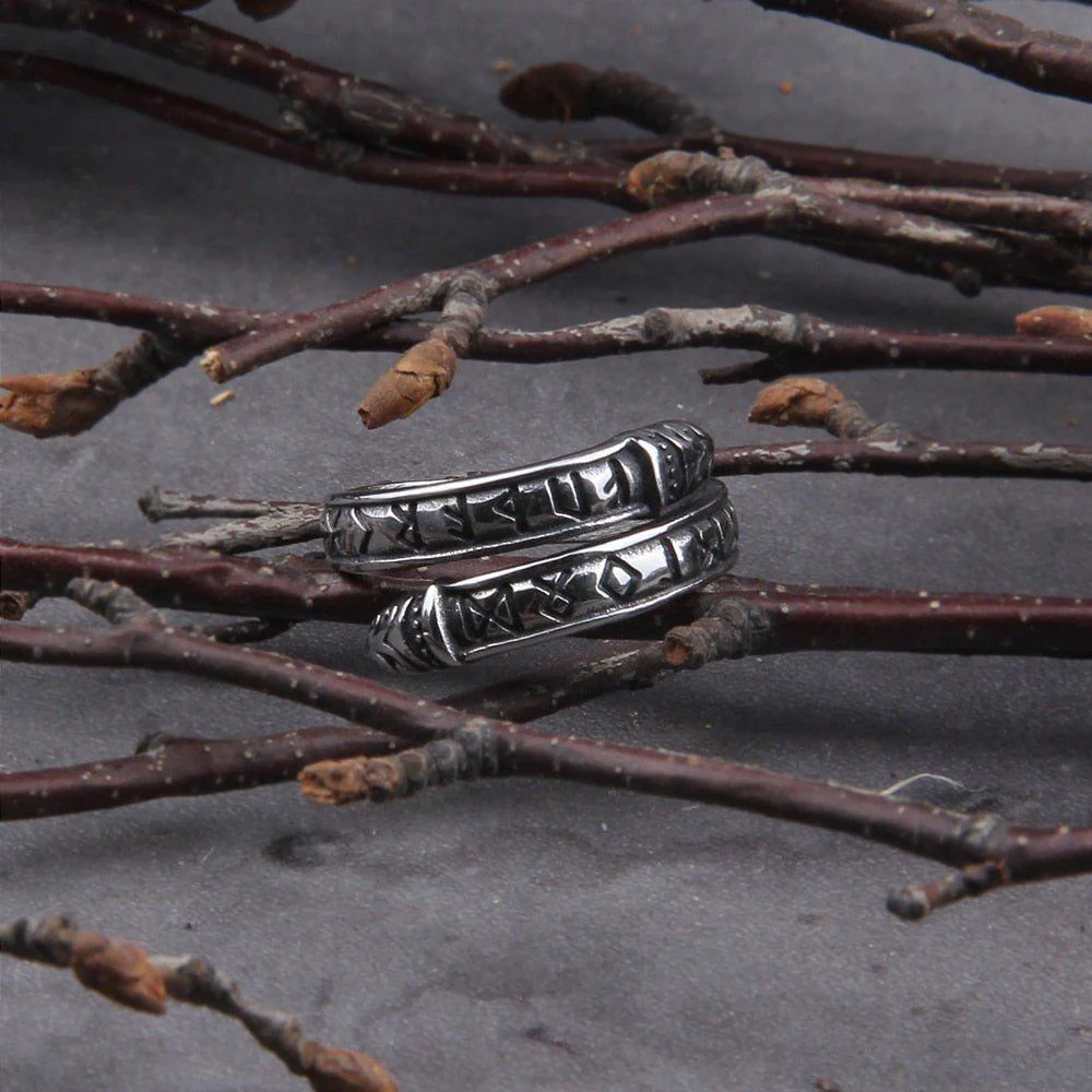 Odins Prayer Midgard Serpent Snake Futhark Rune Viking Ring - Image 4
