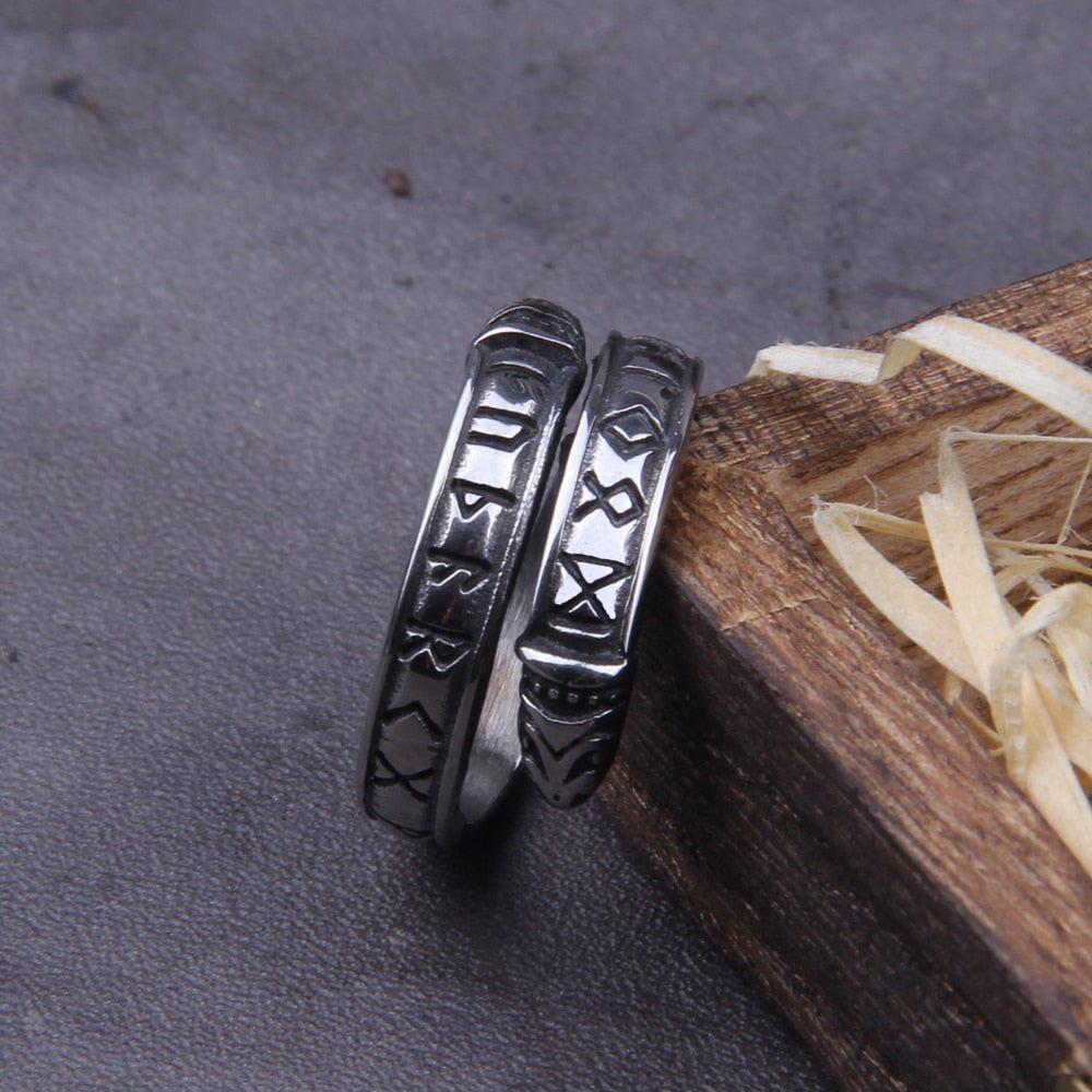 Odins Prayer Midgard Serpent Snake Futhark Rune Viking Ring - Image 5