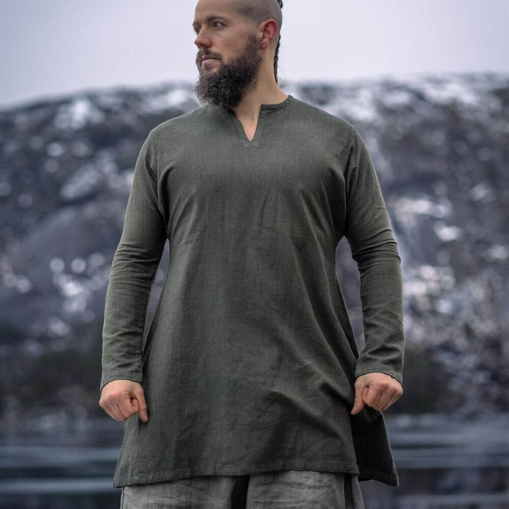 Olive Green Linen Viking Tunic - Image 4