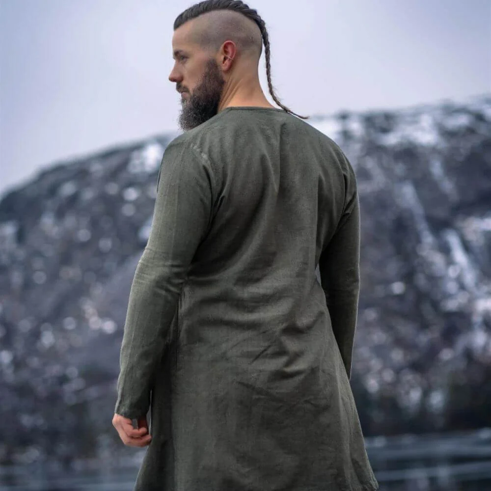 Olive Green Linen Viking Tunic - Image 6