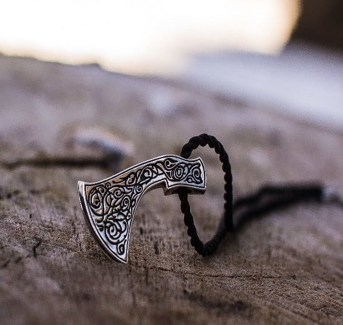 Perun's Axe Sterling Silver Pendant with Beautiful Ornament Reconstruction - Image 2