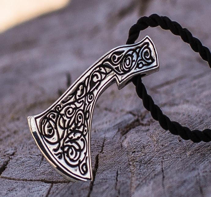 Perun's Axe Sterling Silver Pendant with Beautiful Ornament Reconstruction - Image 3