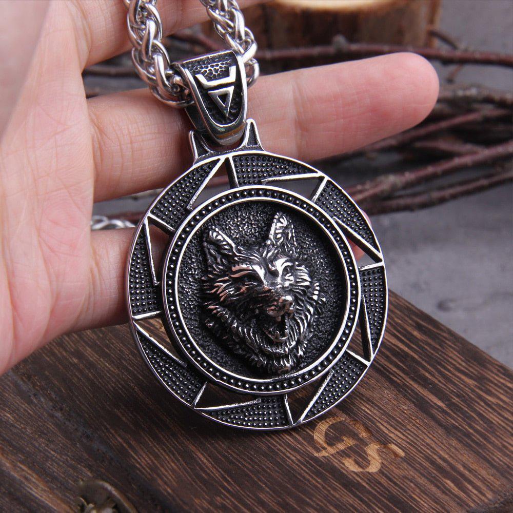 Fenrir Wolf of Ragnarok Medallion Talisman Necklace | Steel Viking Jewelry - Image 7
