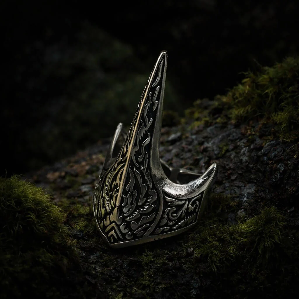 Raven Talon Viking Ring in Dark Silver Finish