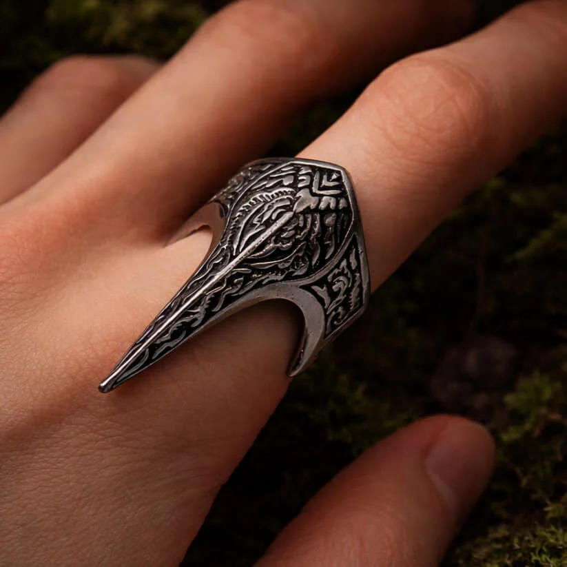 Raven Talon Viking Ring in Dark Silver Finish - Image 2