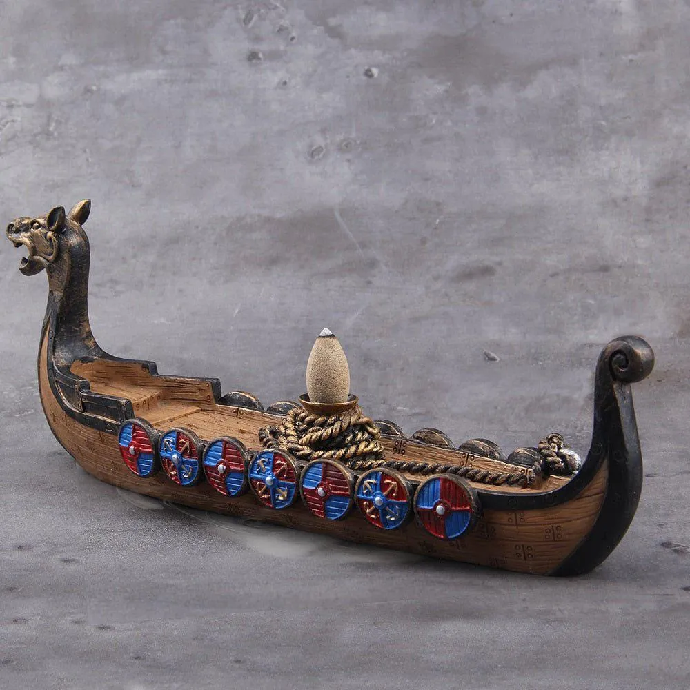 Replica Drakkar Viking Warship Incense Burner Stand Norse Decor - Image 4