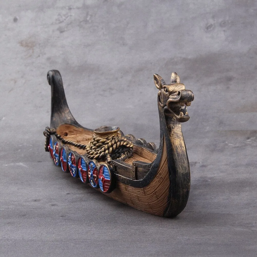 Replica Drakkar Viking Warship Incense Burner Stand Norse Decor - Image 5