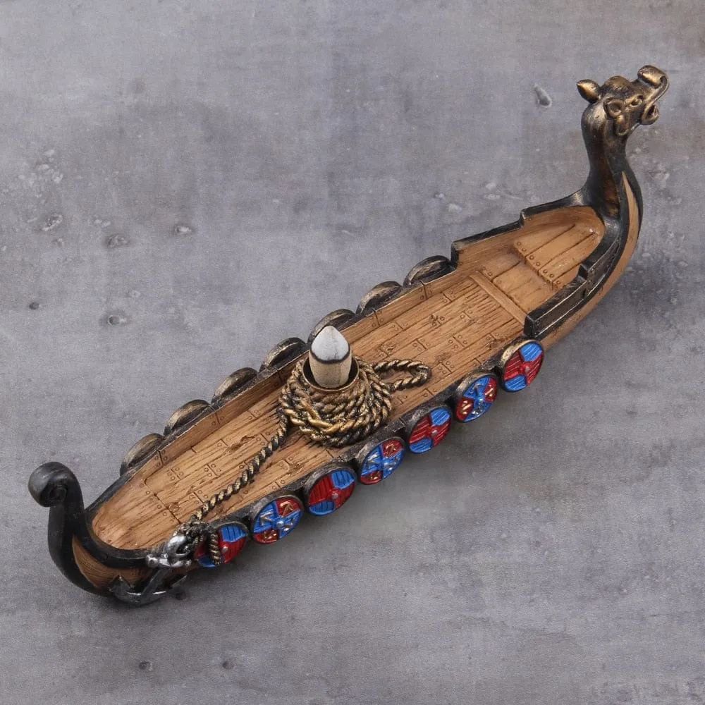 Replica Drakkar Viking Warship Incense Burner Stand Norse Decor - Image 6