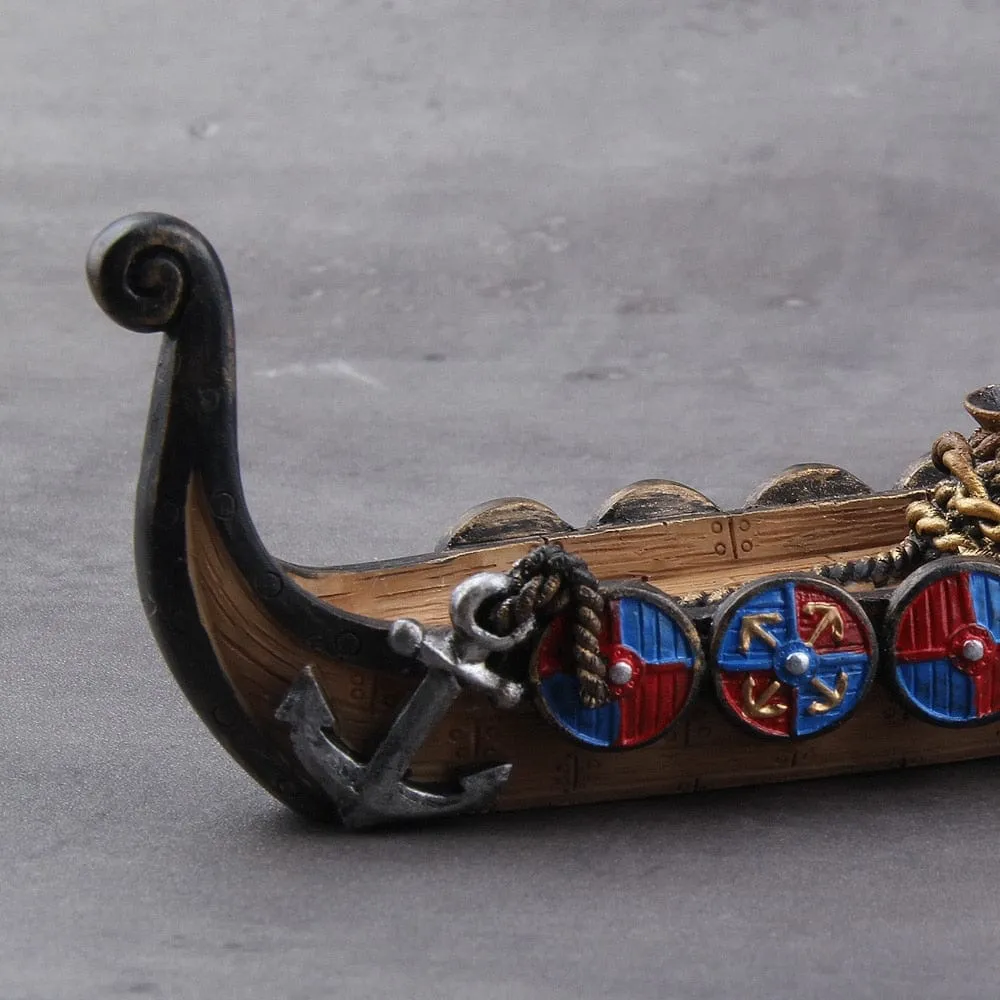 Replica Drakkar Viking Warship Incense Burner Stand Norse Decor - Image 7