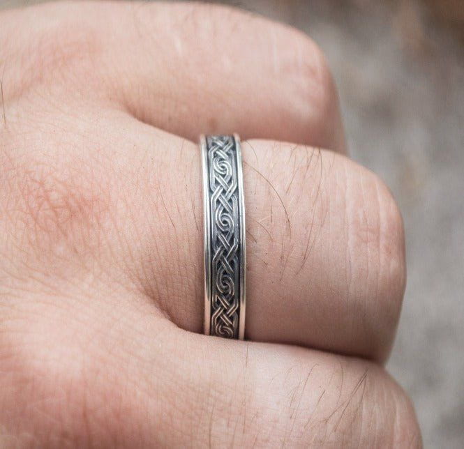 Handcrafted Viking Ornament Ring | Sterling Silver | Custom Sizing - Image 3