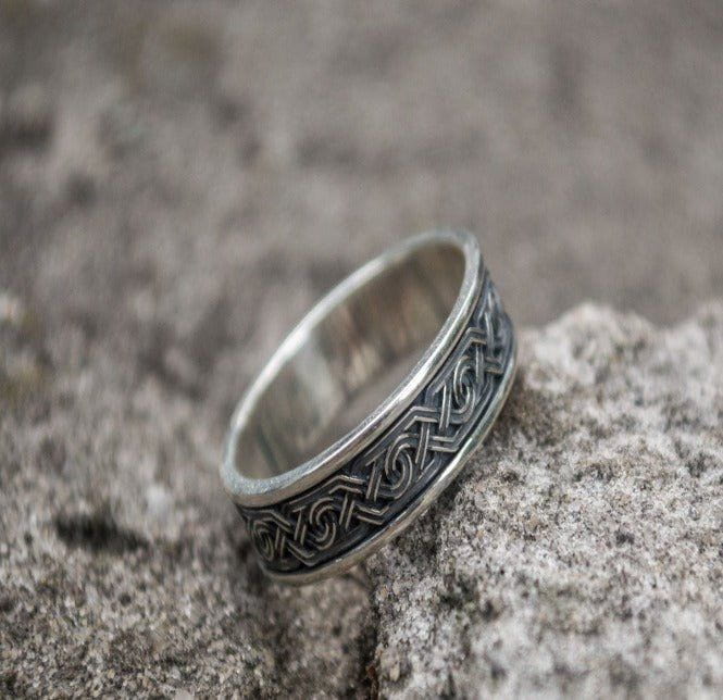 Handcrafted Viking Ornament Ring | Sterling Silver | Custom Sizing - Image 4