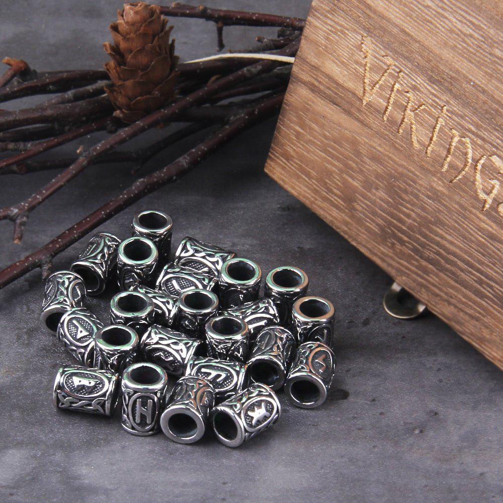 Viking Rune Futhark Steel Beard Beads - Image 8