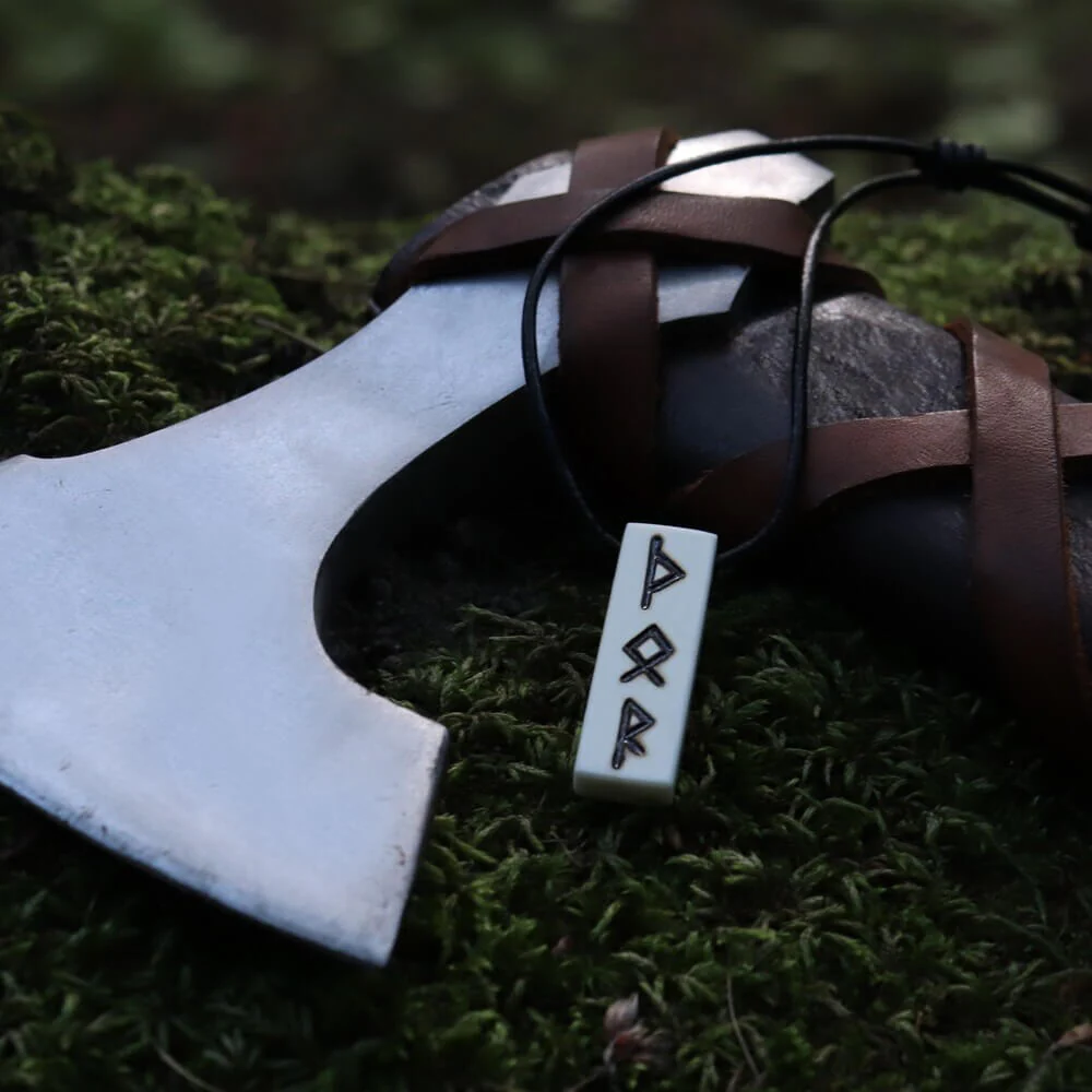 Rune Carved Viking Necklace – Deer Bone Pendant - Image 3