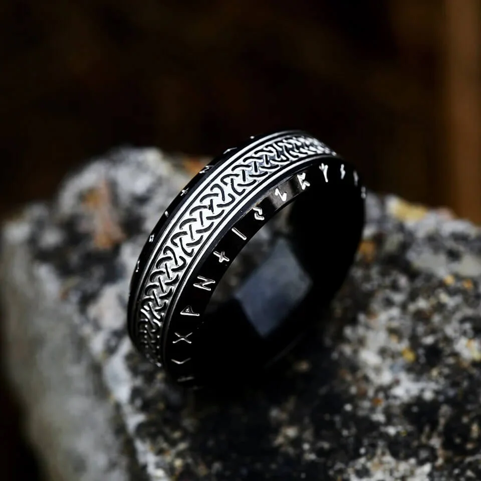 Rune Celtic Knot Stainless Steel Ring