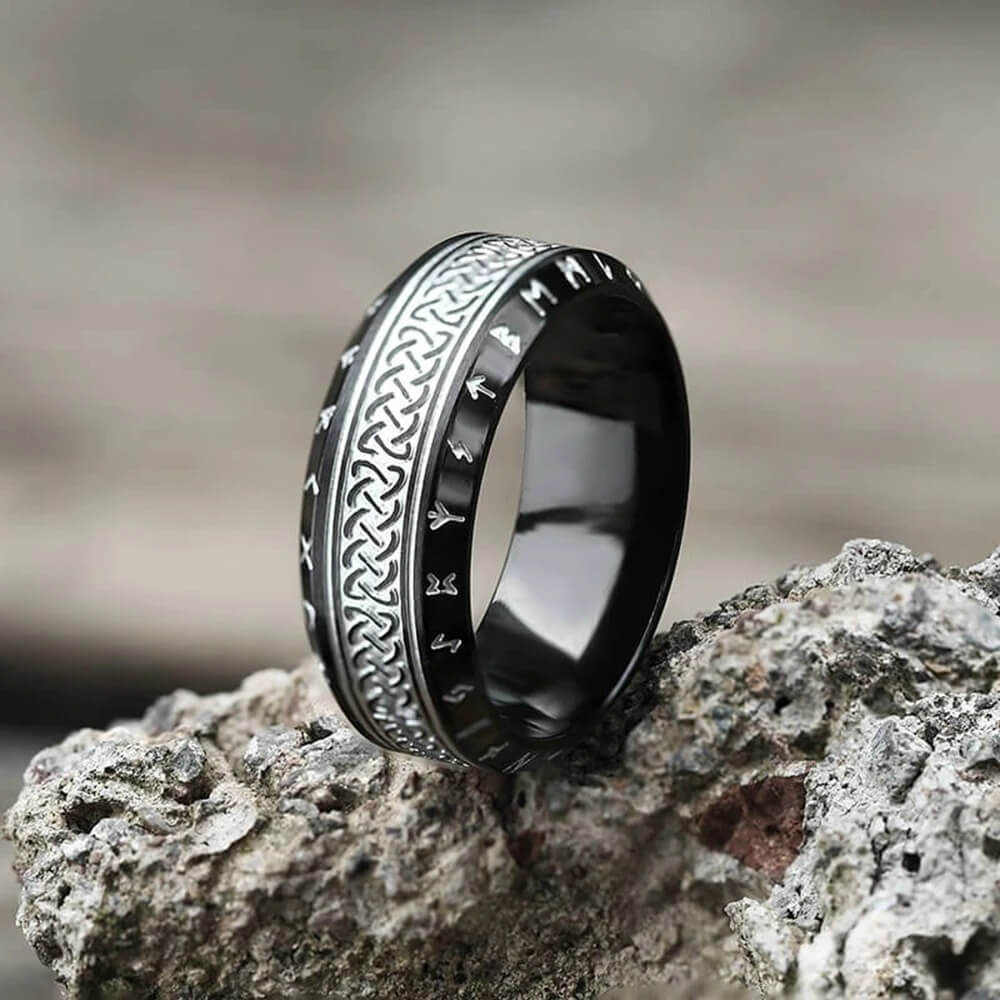 Rune Celtic Knot Stainless Steel Ring - Image 2