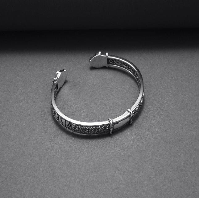 Jormungandr Bracelet | Silver Viking Cuff with Elder Futhark Runes - Image 5