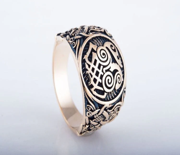 Sleipnir Ring with Mammen Ornament Bronze Unique Ring - Image 4