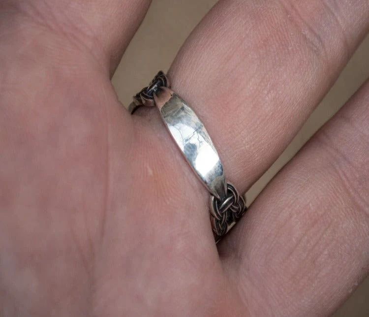 Sleipnir Symbol with Viking Ornament Sterling Silver Norse Ring - Image 3