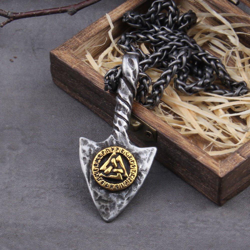 Viking Spearhead Valknut Amulet Necklace - Image 2