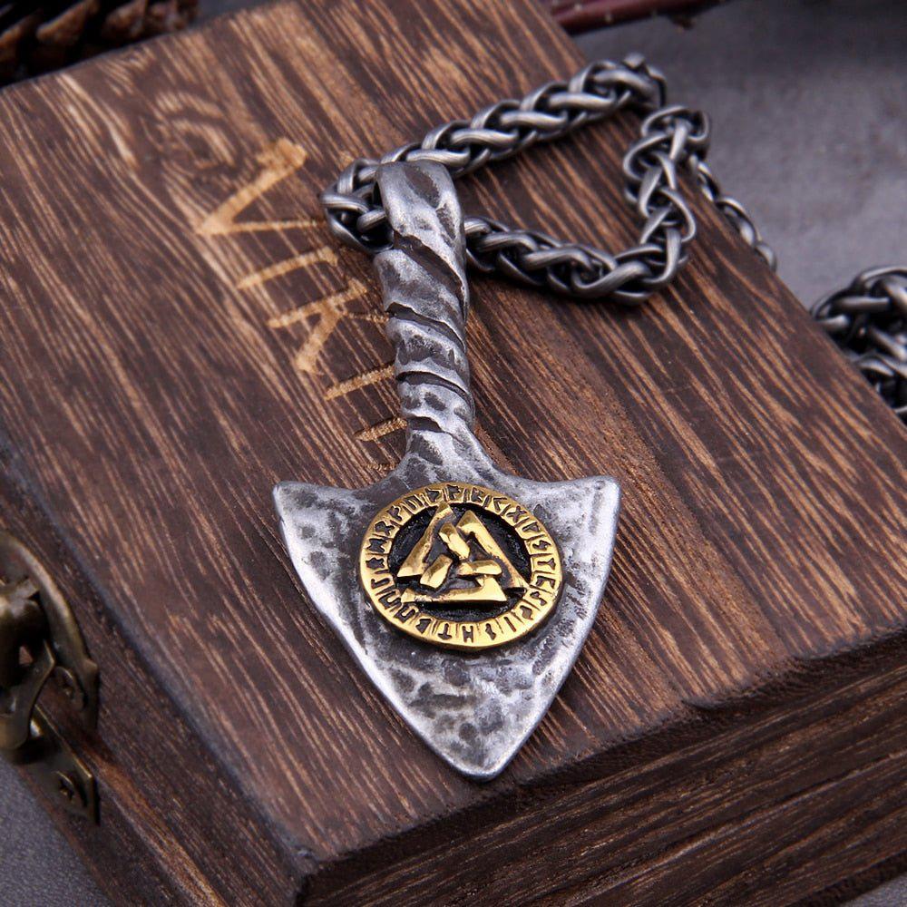 Viking Spearhead Valknut Amulet Necklace - Image 3