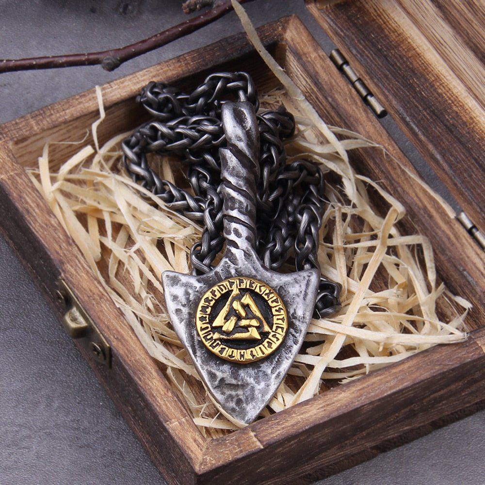 Viking Spearhead Valknut Amulet Necklace - Image 4