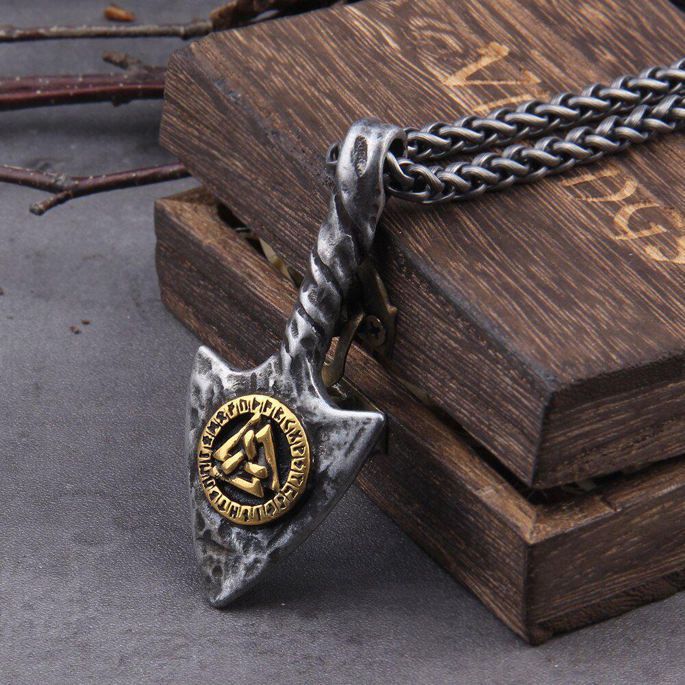 Viking Spearhead Valknut Amulet Necklace - Image 5