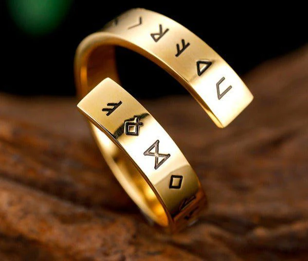 Spiral Stainless Steel Viking Rune Rings - Image 2