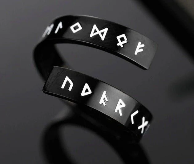 Spiral Stainless Steel Viking Rune Rings - Image 3