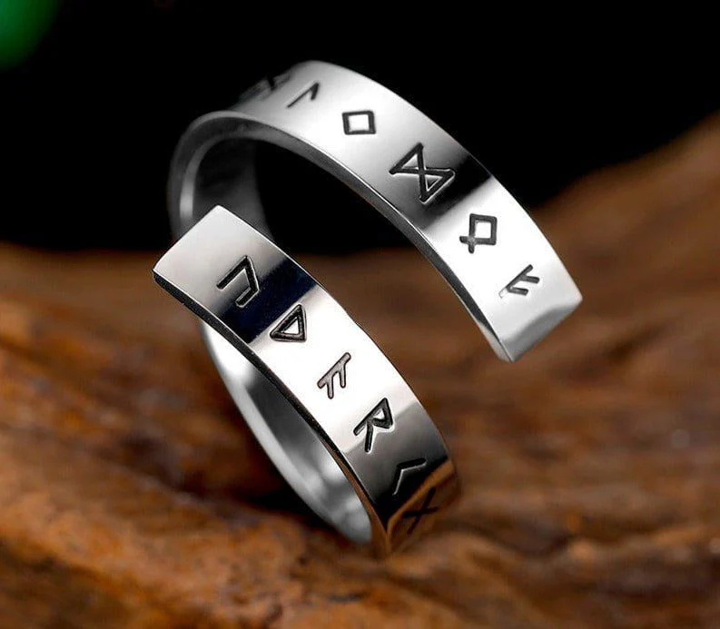 Spiral Stainless Steel Viking Rune Rings - Image 5