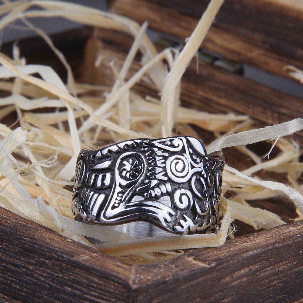 Stainless Steel Odin Nordic Viking Wolf Ring | Handcrafted - Image 5