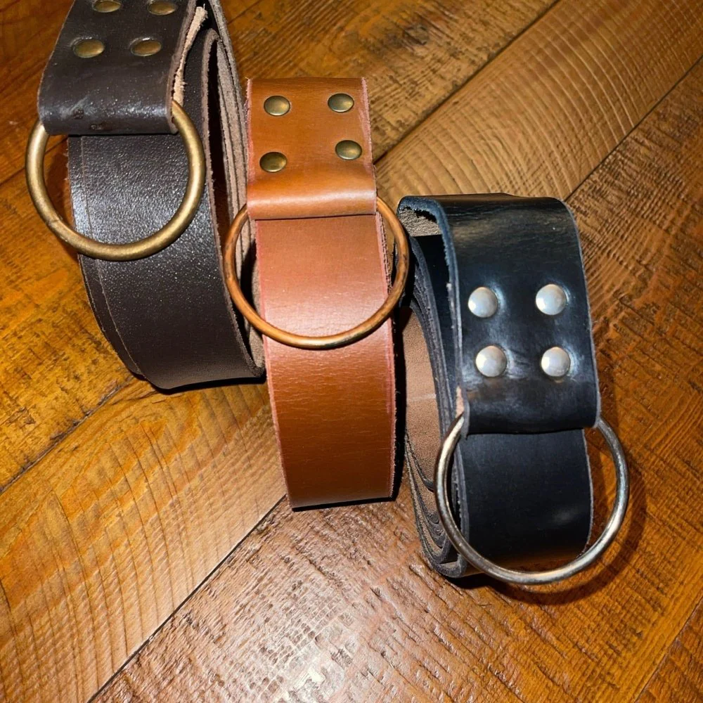 Thick Black Leather Viking Belt | Ring Loop & Knotted Style - Image 3