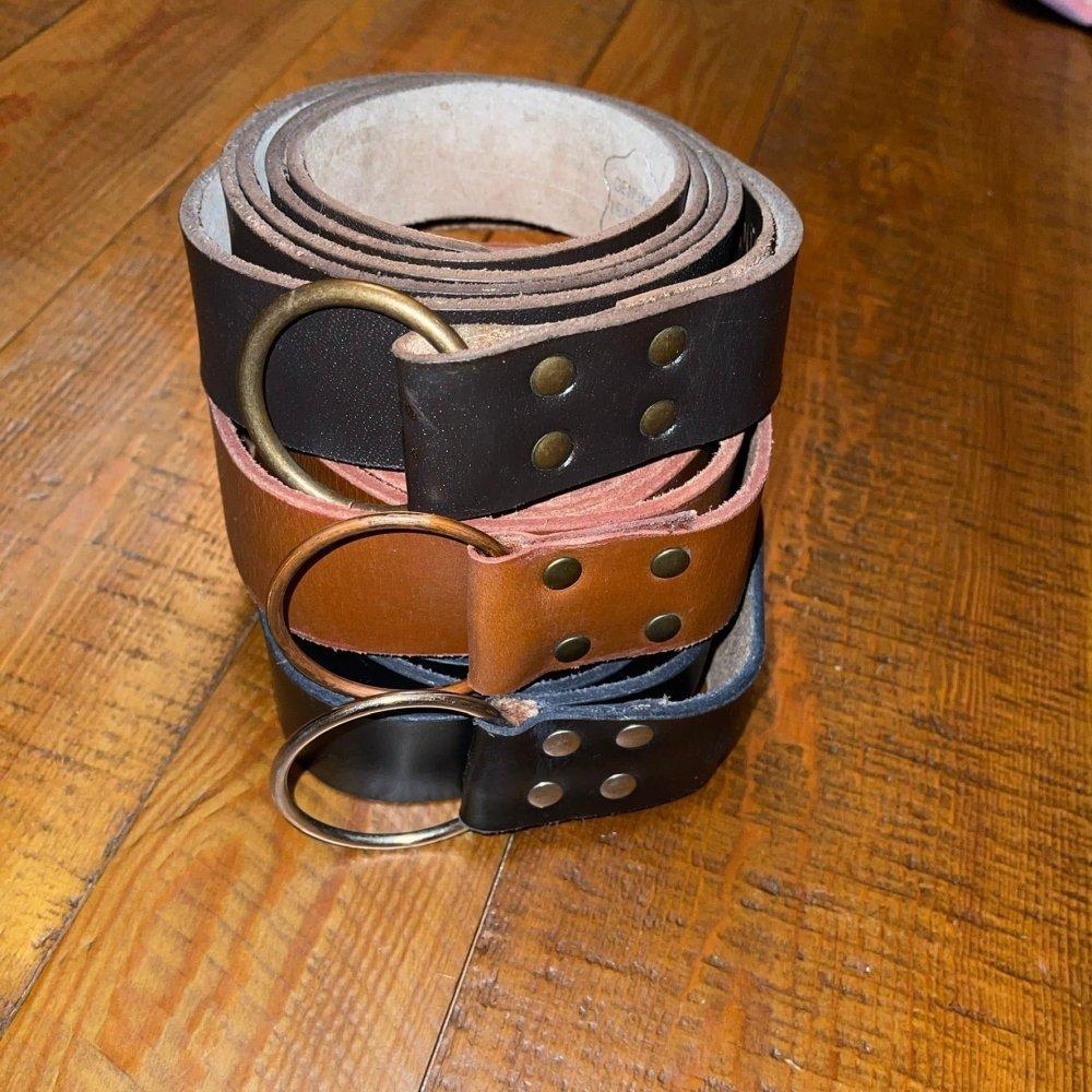 Thick Black Leather Viking Belt | Ring Loop & Knotted Style - Image 4