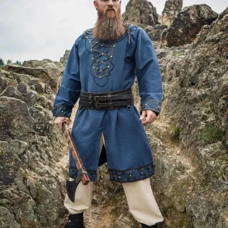 Thick Leather Viking Belt - Weapons Belt | Black Double Design - Image 3