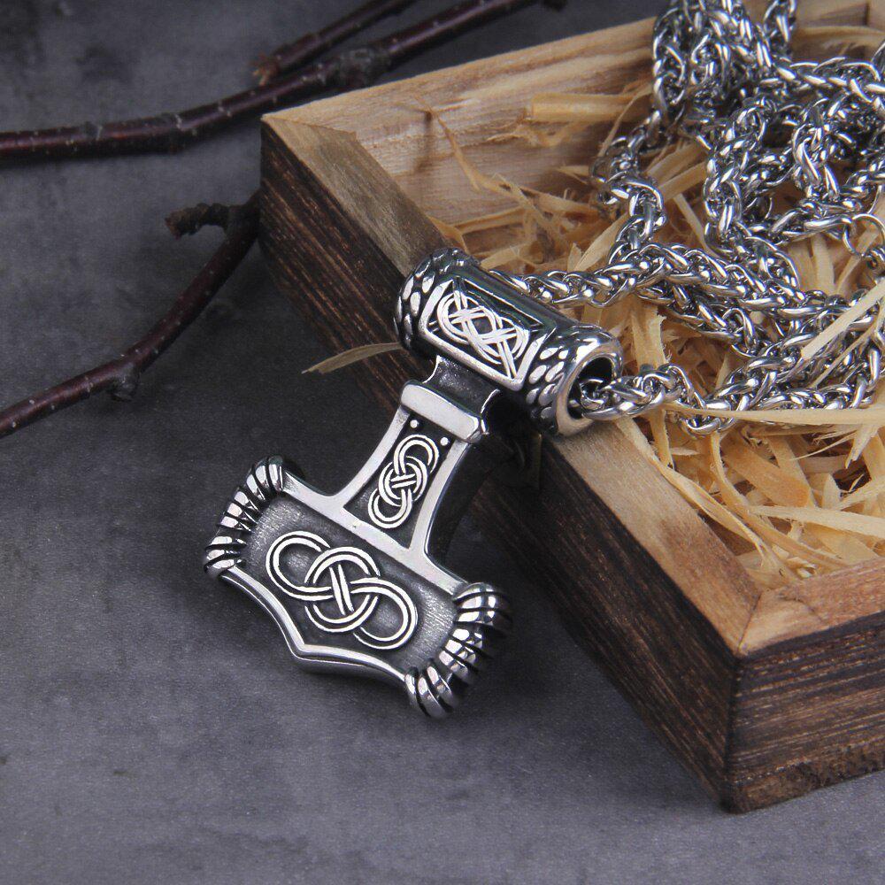 Thor’s Hammer Mjolnir Eternity Knotwork Viking Necklace - Image 5