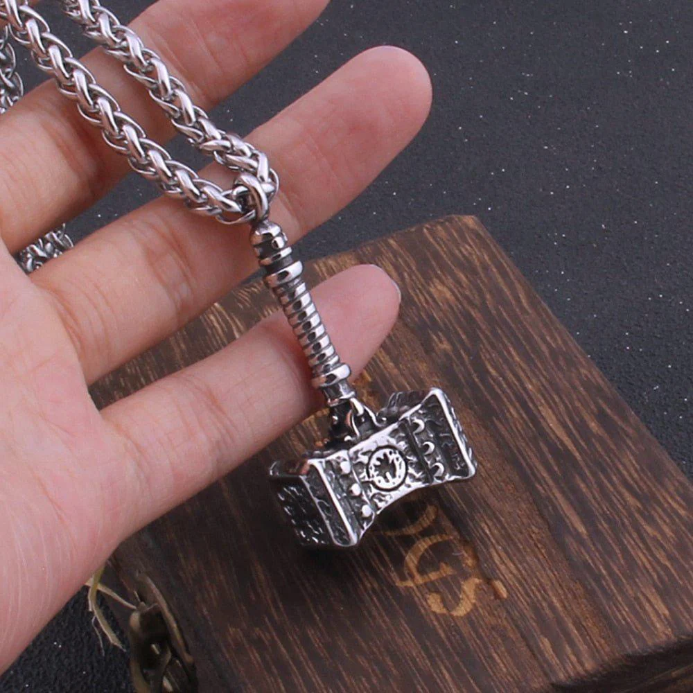 Thor’s Hammer of Destruction Rugged Pendant Necklace - Image 4